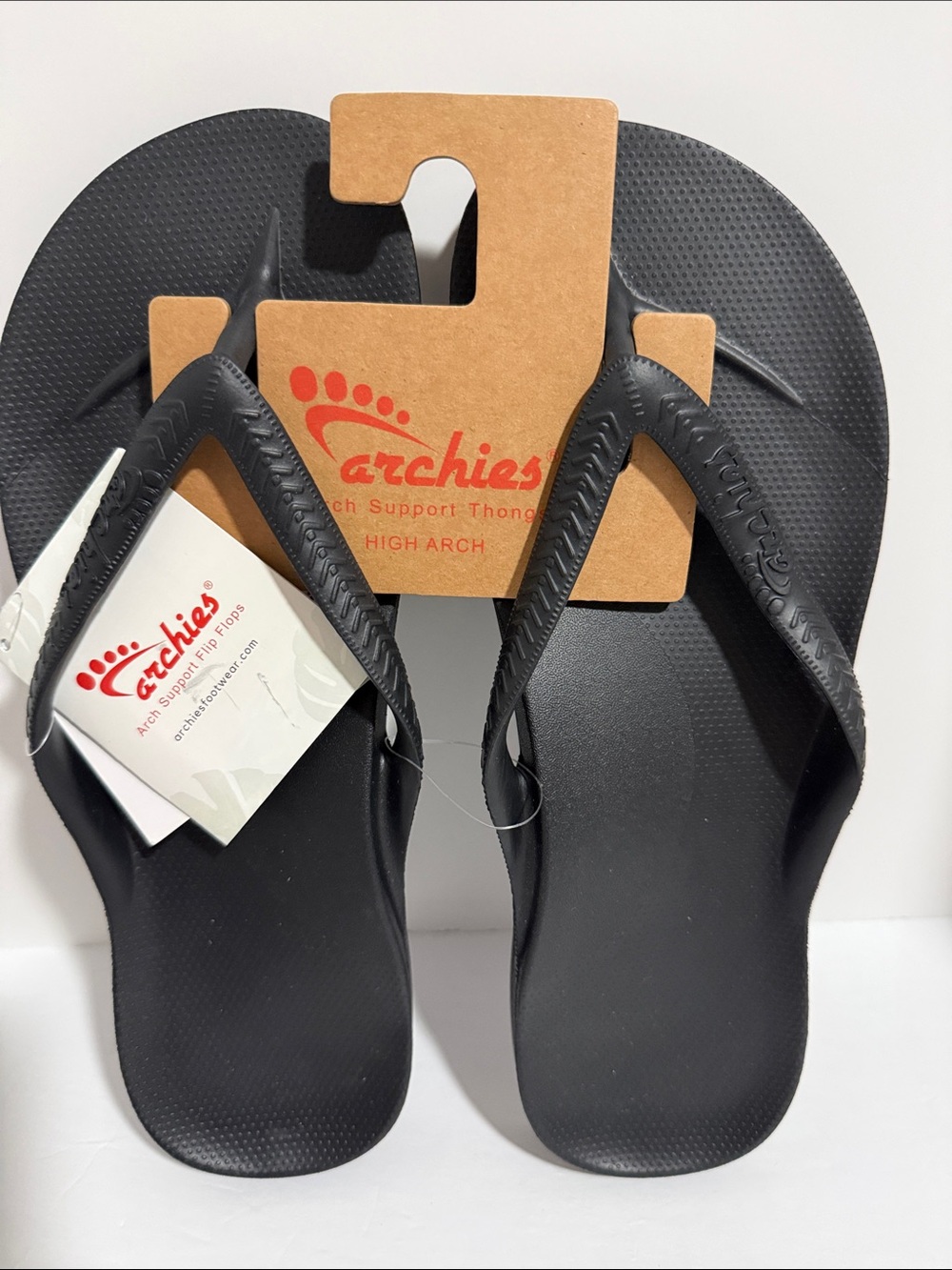 Archie’s Men’s Black High-Arch Support Unisex Flip Flops US Size 11